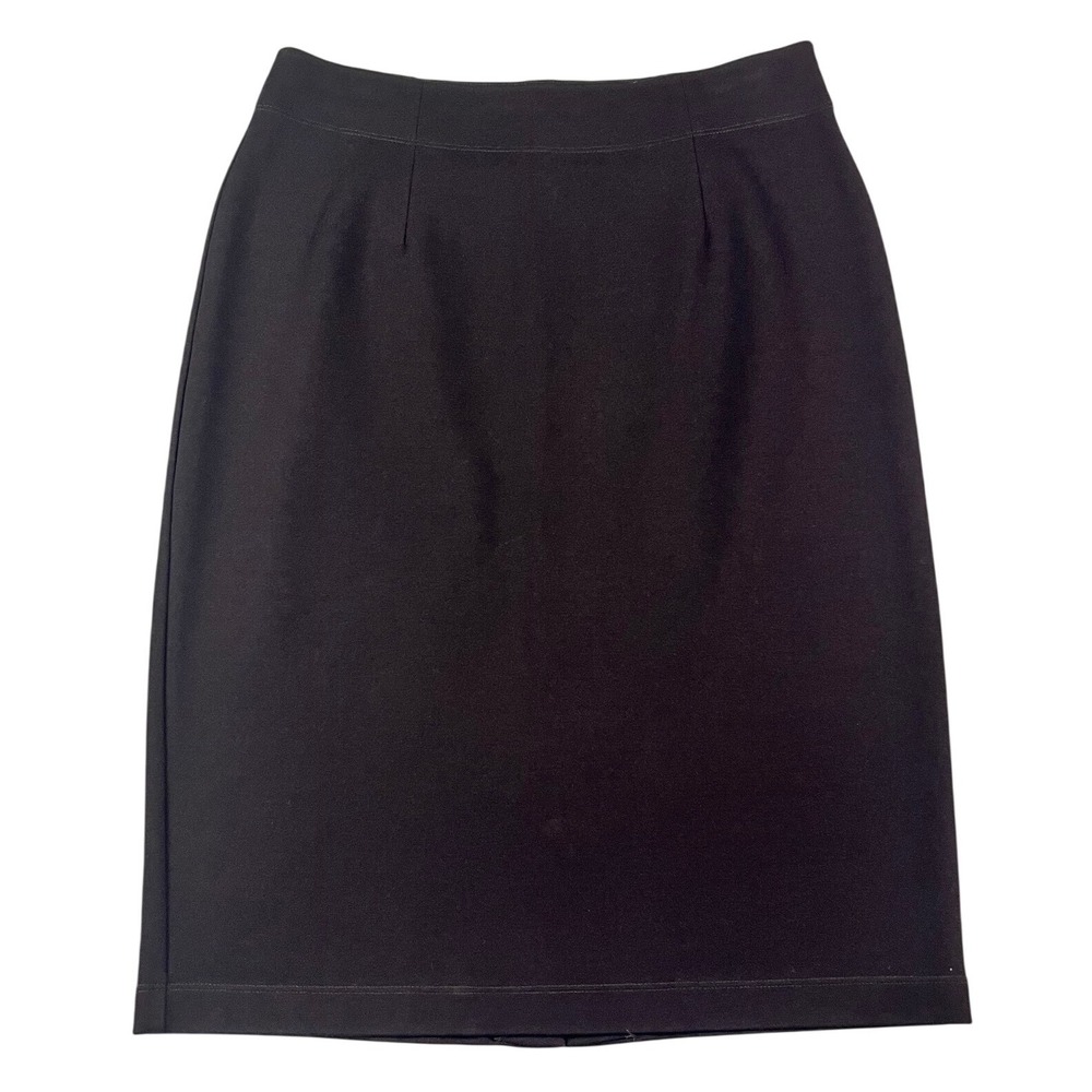 Eileen Fisher Brown Viscose Ponte Knit Pencil Skirt Stretch Back Vent Small